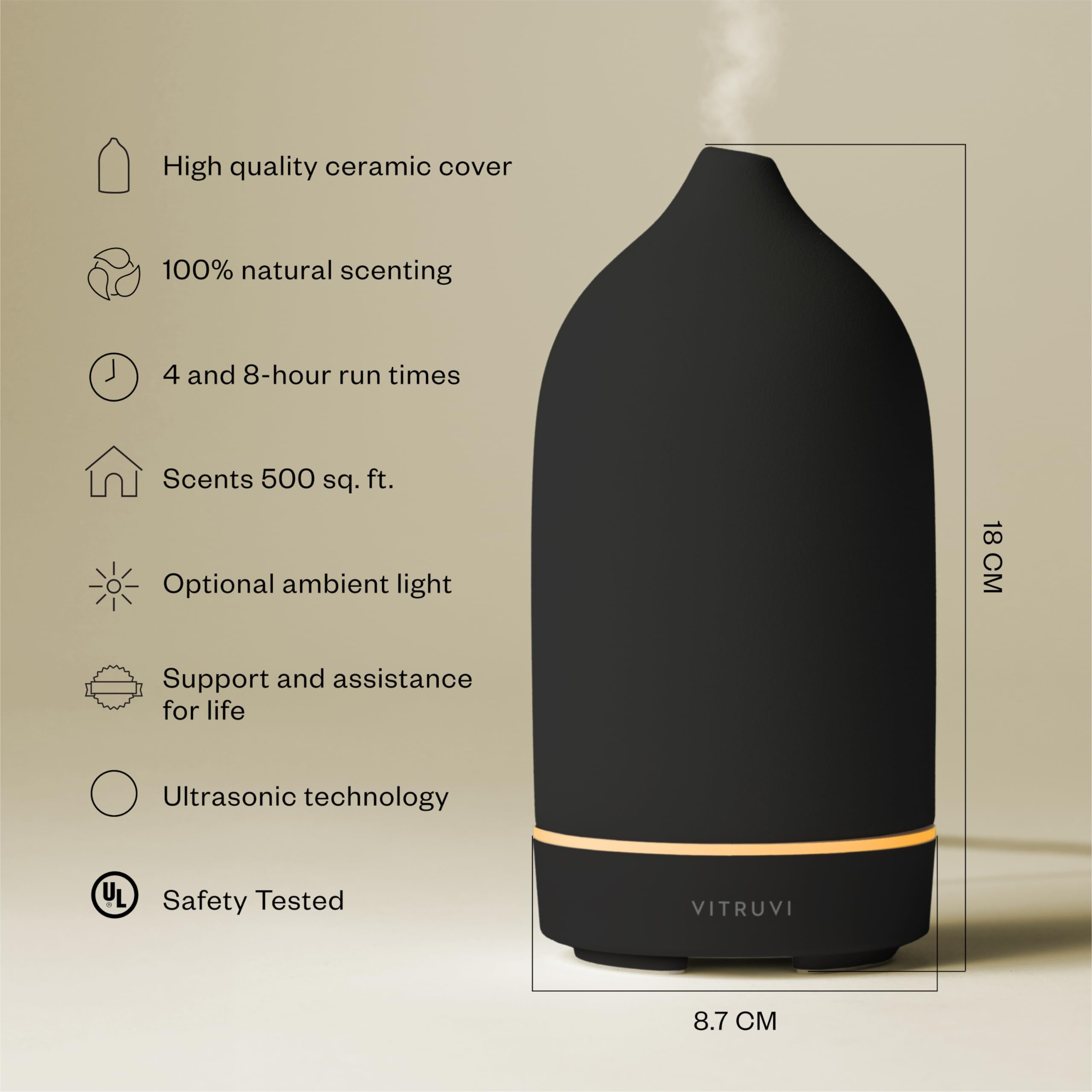 Vitruvi difusor de piedra iluminado suave para ambientar espacios