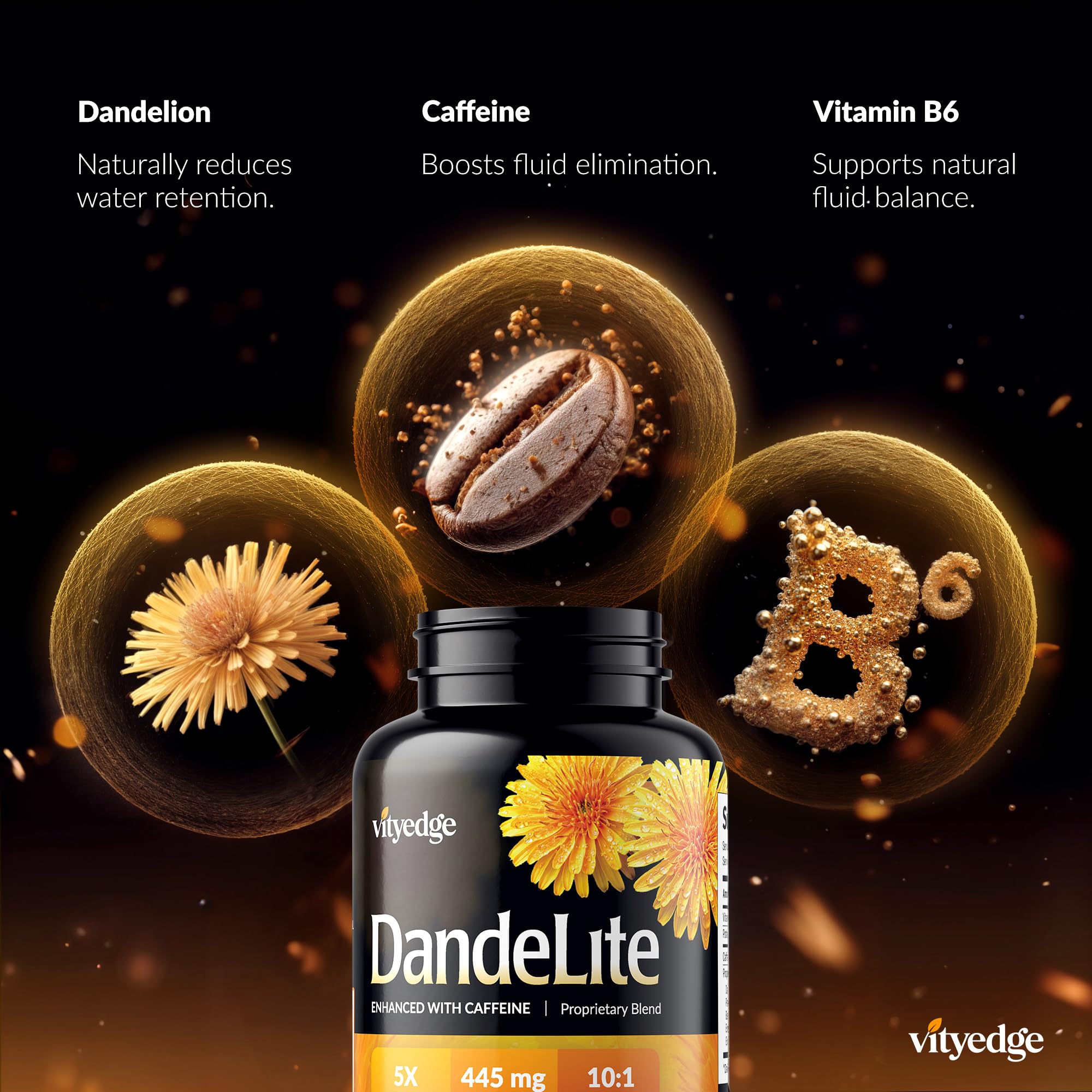 Capsulas diuréticas Vityedge para consumo diario.