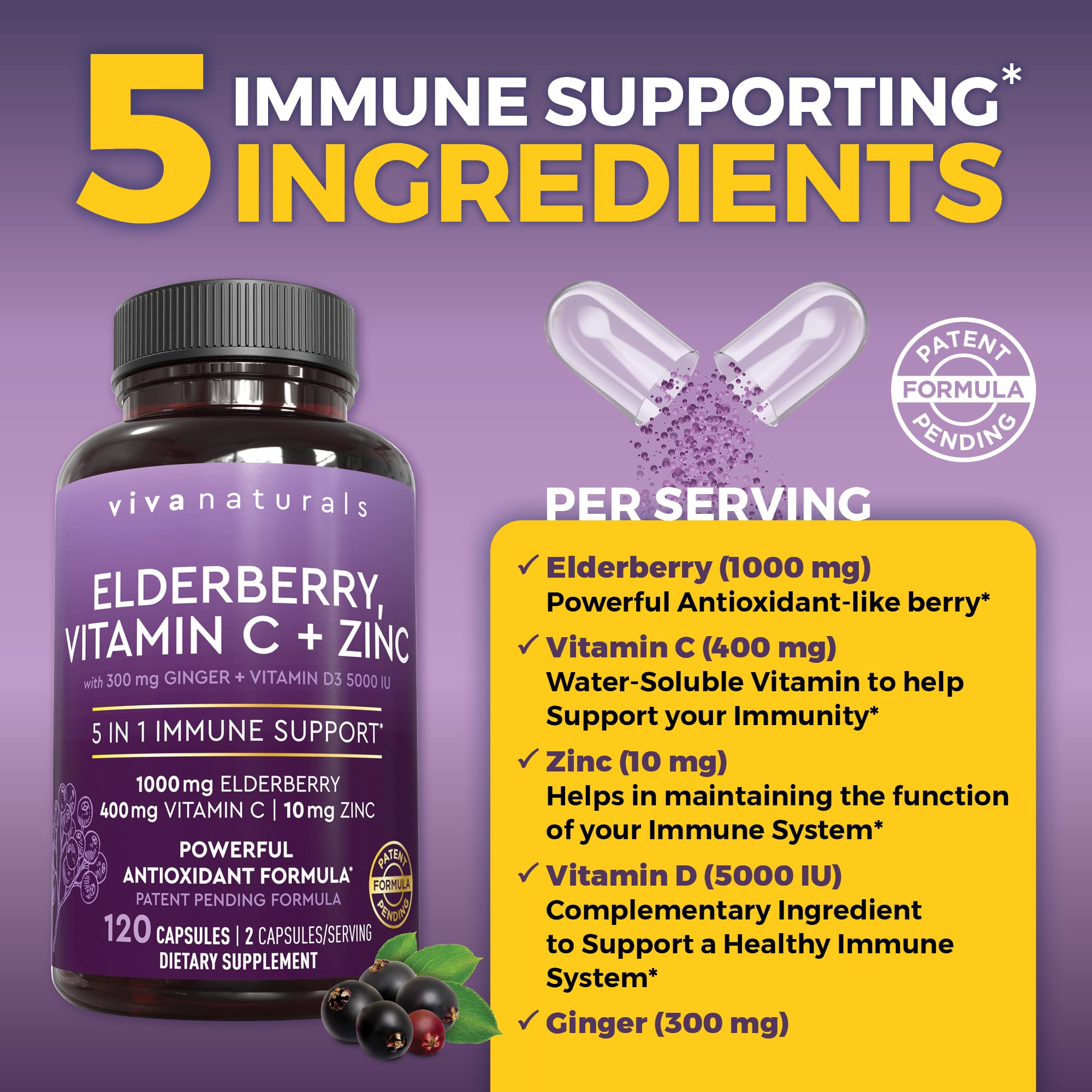 Viva Naturals cápsulas de vitamina C y D3 para aporte diario