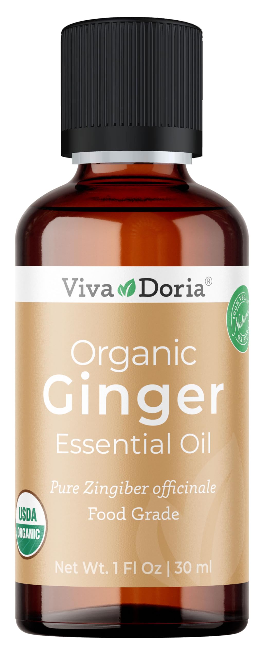 Viva Doria Aceite de jengibre en botella de vidrio, aroma cálido para difusor.