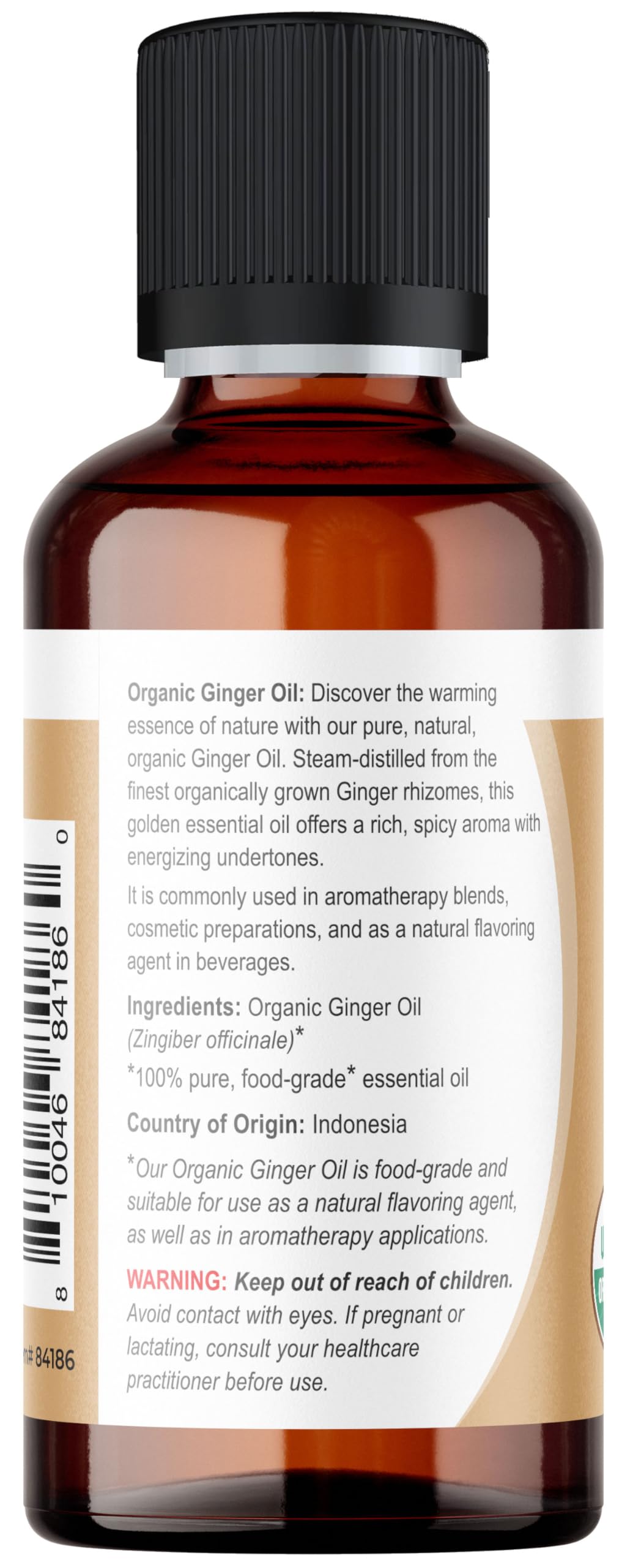 Viva Doria Aceite de jengibre, destilación al vapor, aroma intenso para aromaterapia.