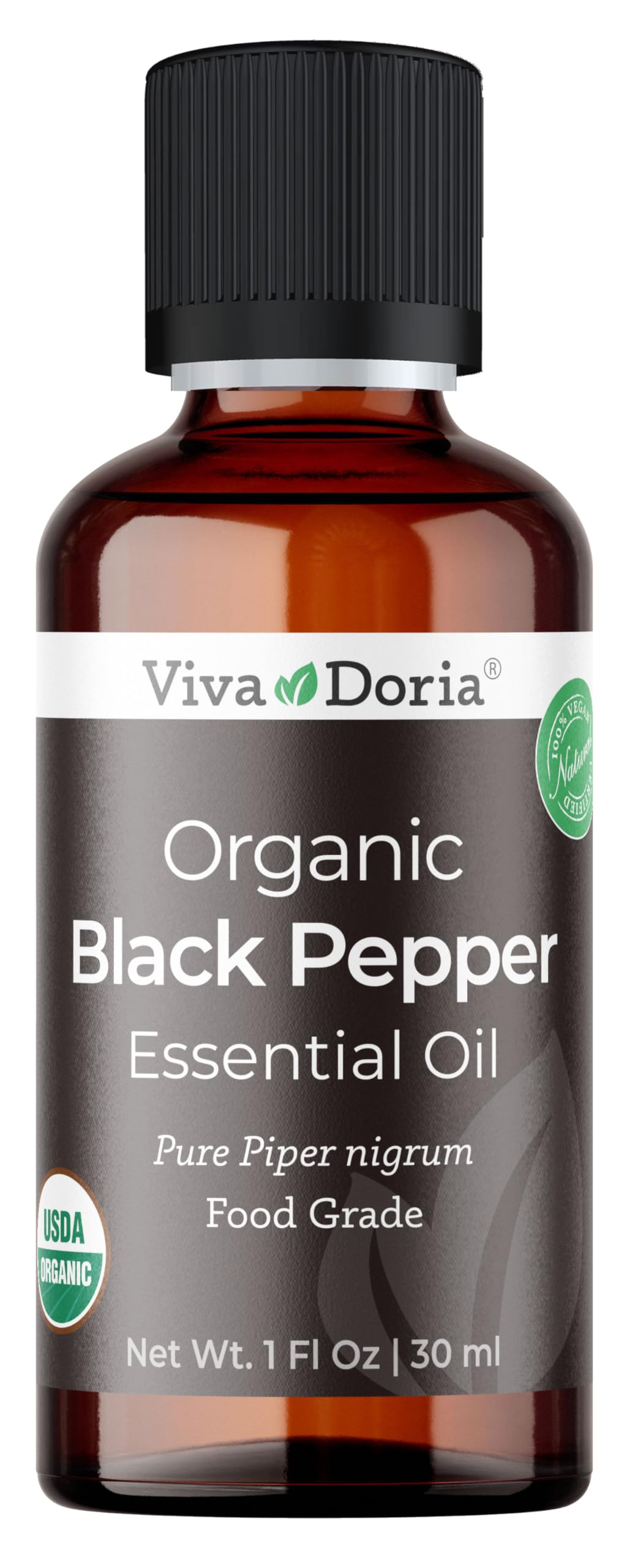 Viva Doria Aceite Pimienta Negra, botella visible, aroma para aromaterapia