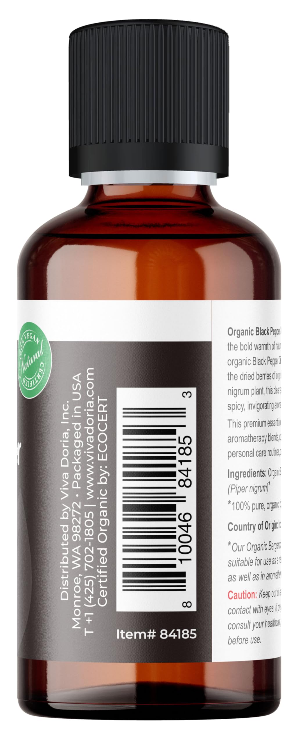 Viva Doria Aceite Pimienta Negra, botella para ambientación y cuidado personal