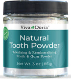 Viva Doria polvo dental natural para limpieza suave y aliento fresco.