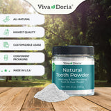Viva Doria textura de polvo dental para aplicación fácil y agradable.