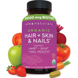 Viva Naturals Biotina 5000mcg tabletas-frente para cabello y uñas saludables