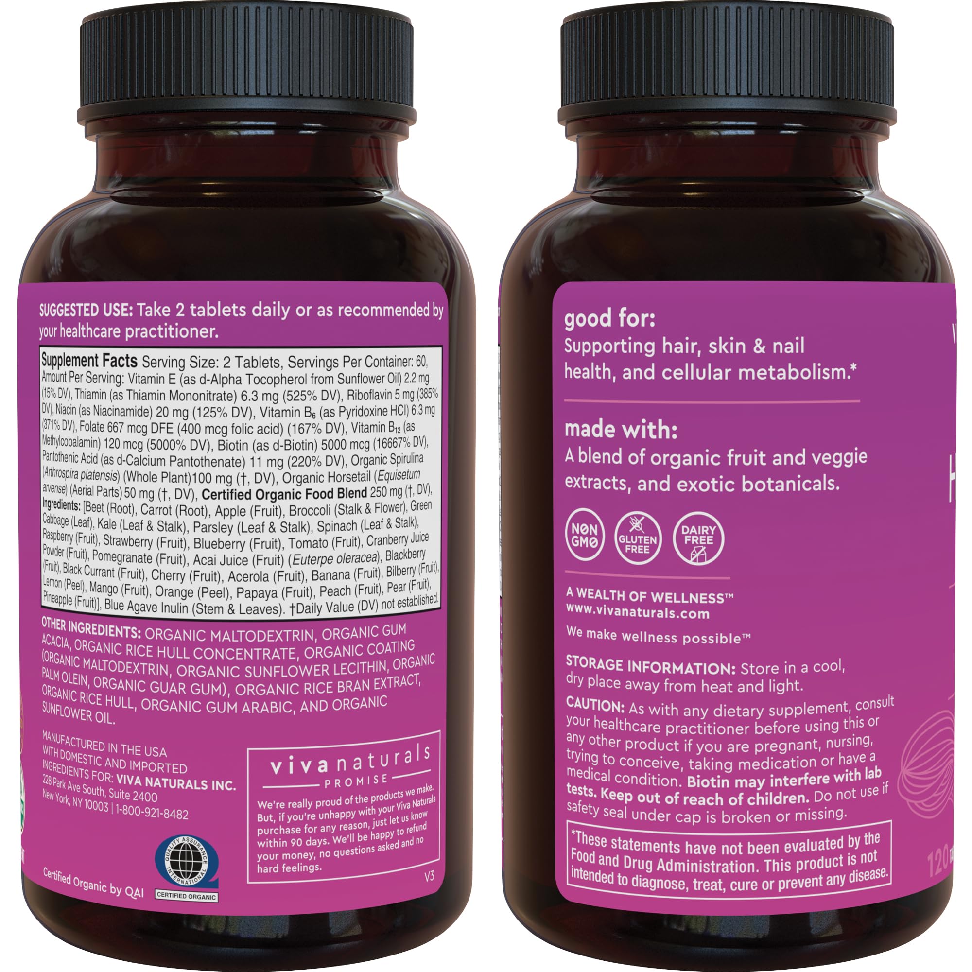 Viva Naturals Biotina 5000mcg uñas fortalecidas y cuidadas