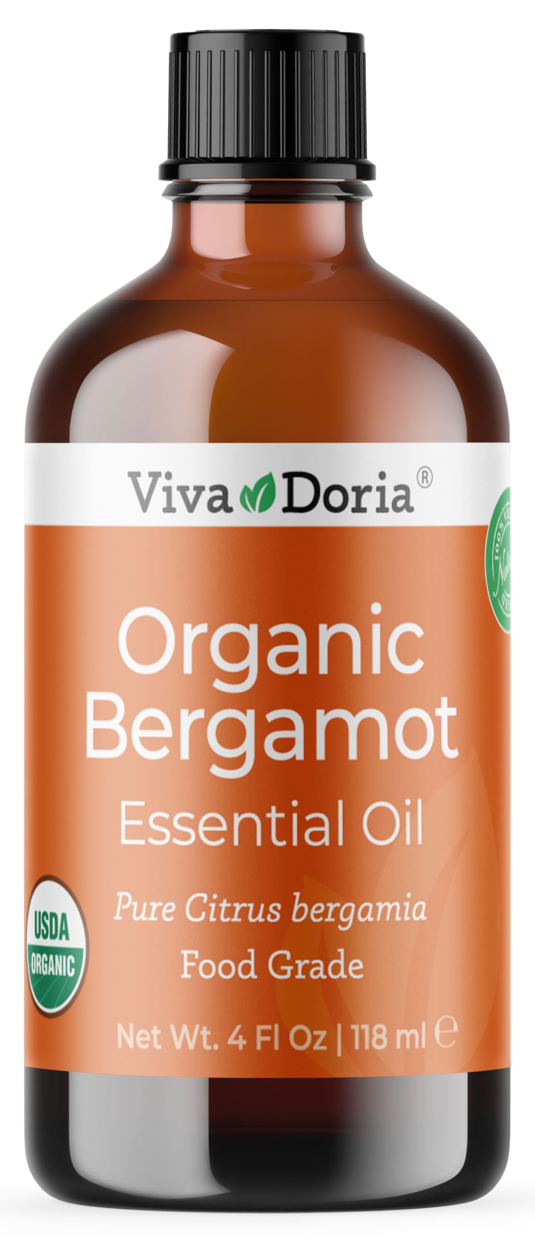 Viva Doria Bergamota: frasco ámbar que preserva el aceite puro para aromaterapia.