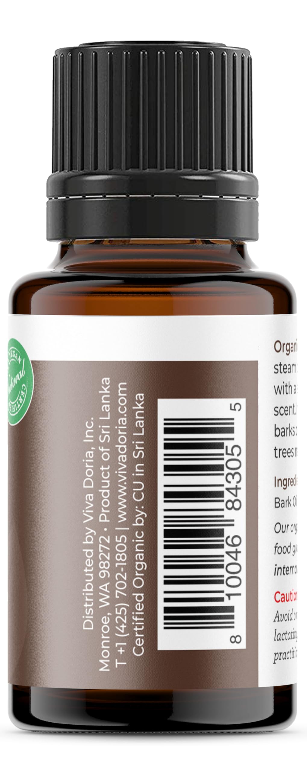 Aceite de canela Ceilán de Viva Doria para cuidado de la piel, diluido.