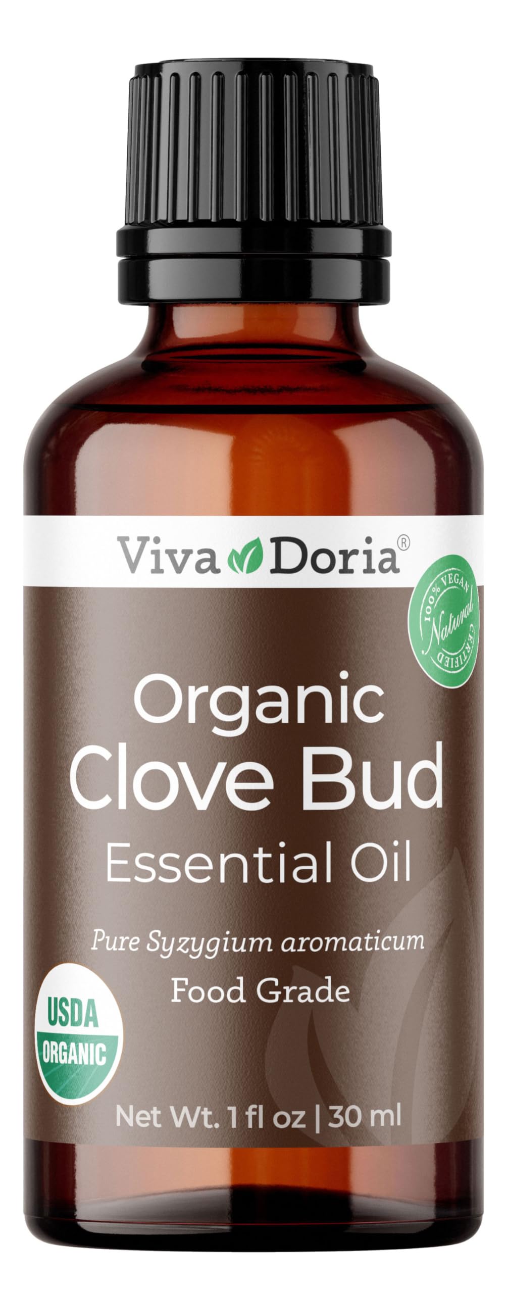 Viva Doria clavo bud, botella vertida, para inhalaciones relajantes en aromaterapia.