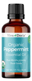 Viva Doria Aceite Esencial de Menta Orgánico USDA en frasco de 30 mL, aroma puro para aromaterapia