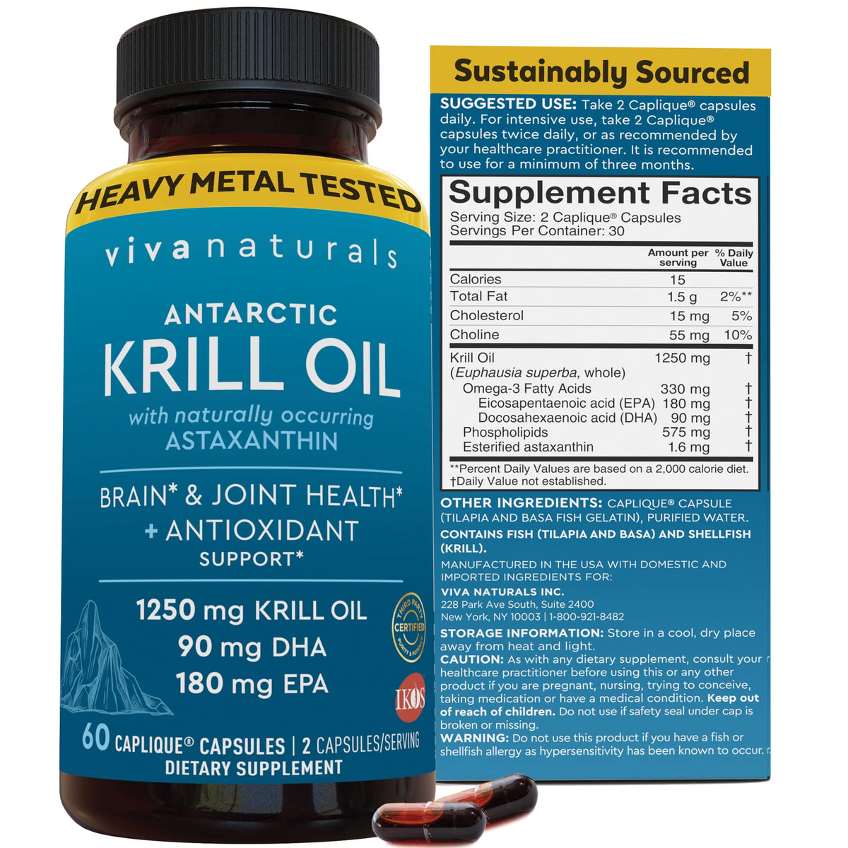 Viva Naturals Aceite de Krill Antártico en botella, posible apoyo a la salud articular.