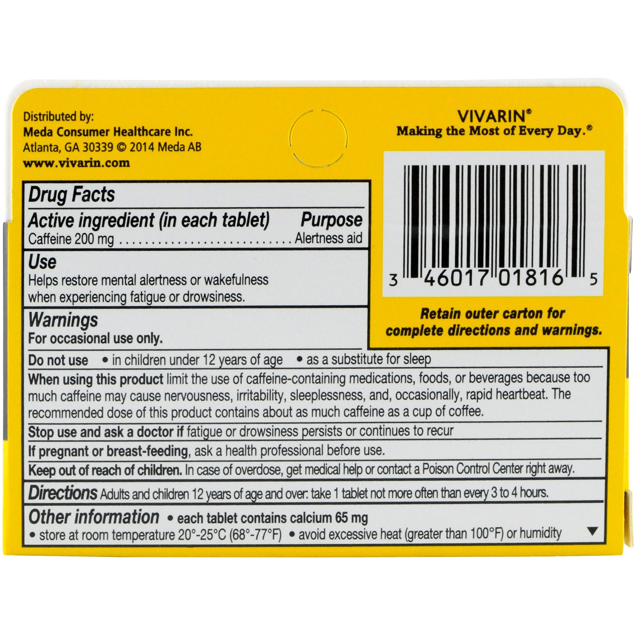 Vivarin cafeina 200mg energia para conducir de noche