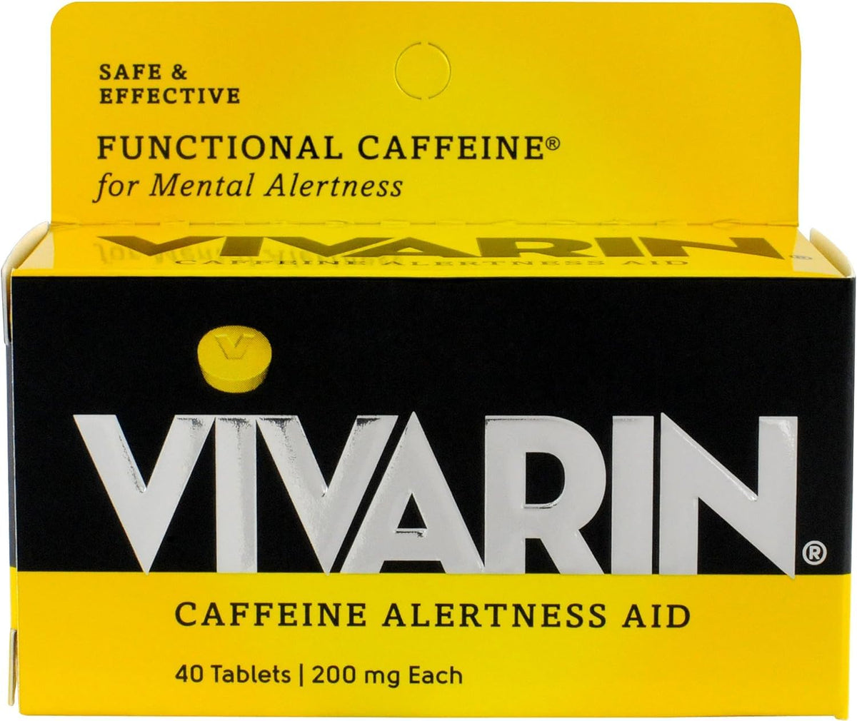 Vivarin, caja de tabletas, para alerta rápida durante el día.