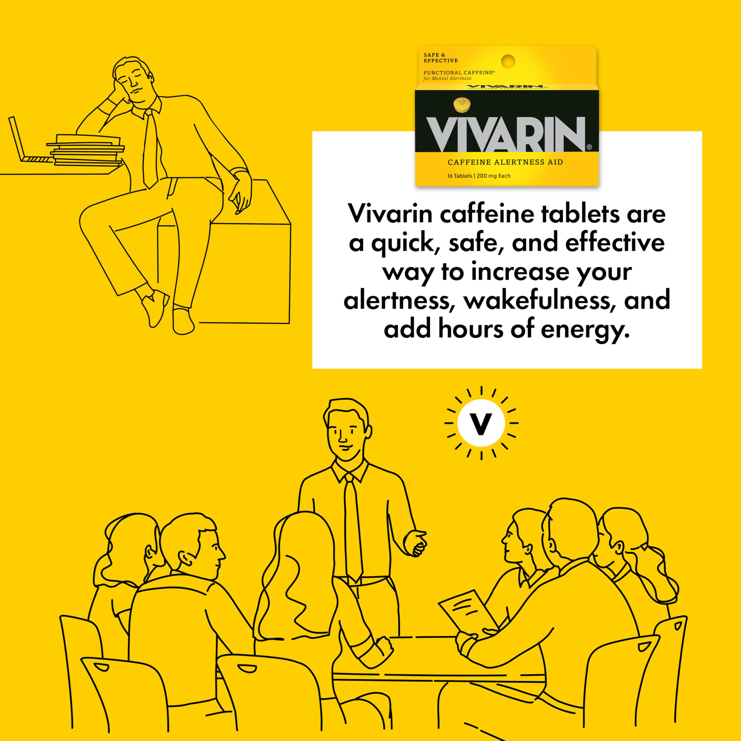 Vivarin envase compacto, ideal para llevar en bolso o mochila.