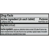 Etiqueta de Vivarin muestra cafeína de 200 mg para alerta.