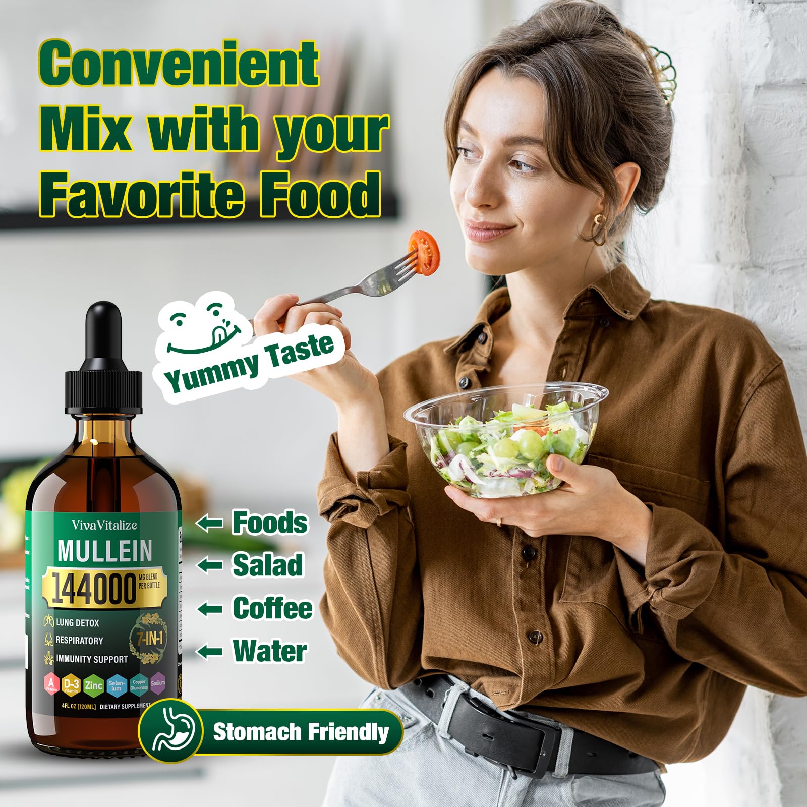 VivaVitalize Gotas de Verbascum, sabor agradable para incorporar en líquidos
