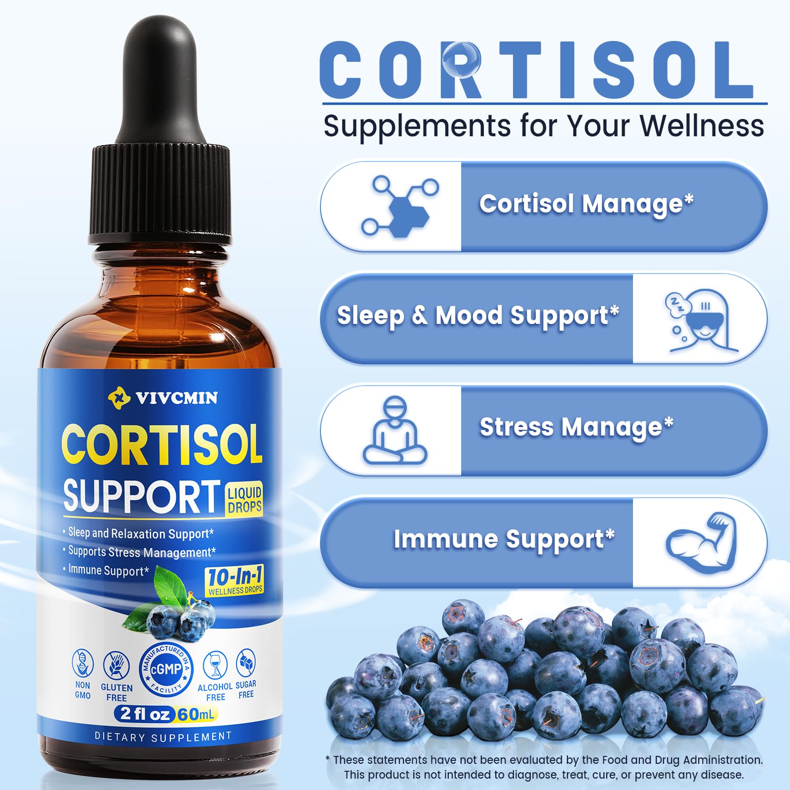 Sabor arándano de vivcmin cortisol ideal para uso cotidiano