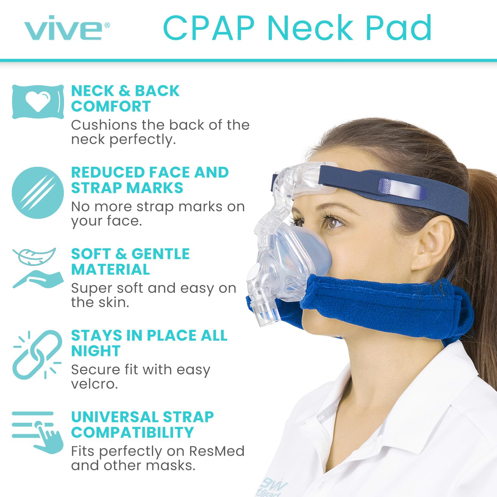 Funda cubierta de correas Vive para un ajuste cómodo durante la noche.