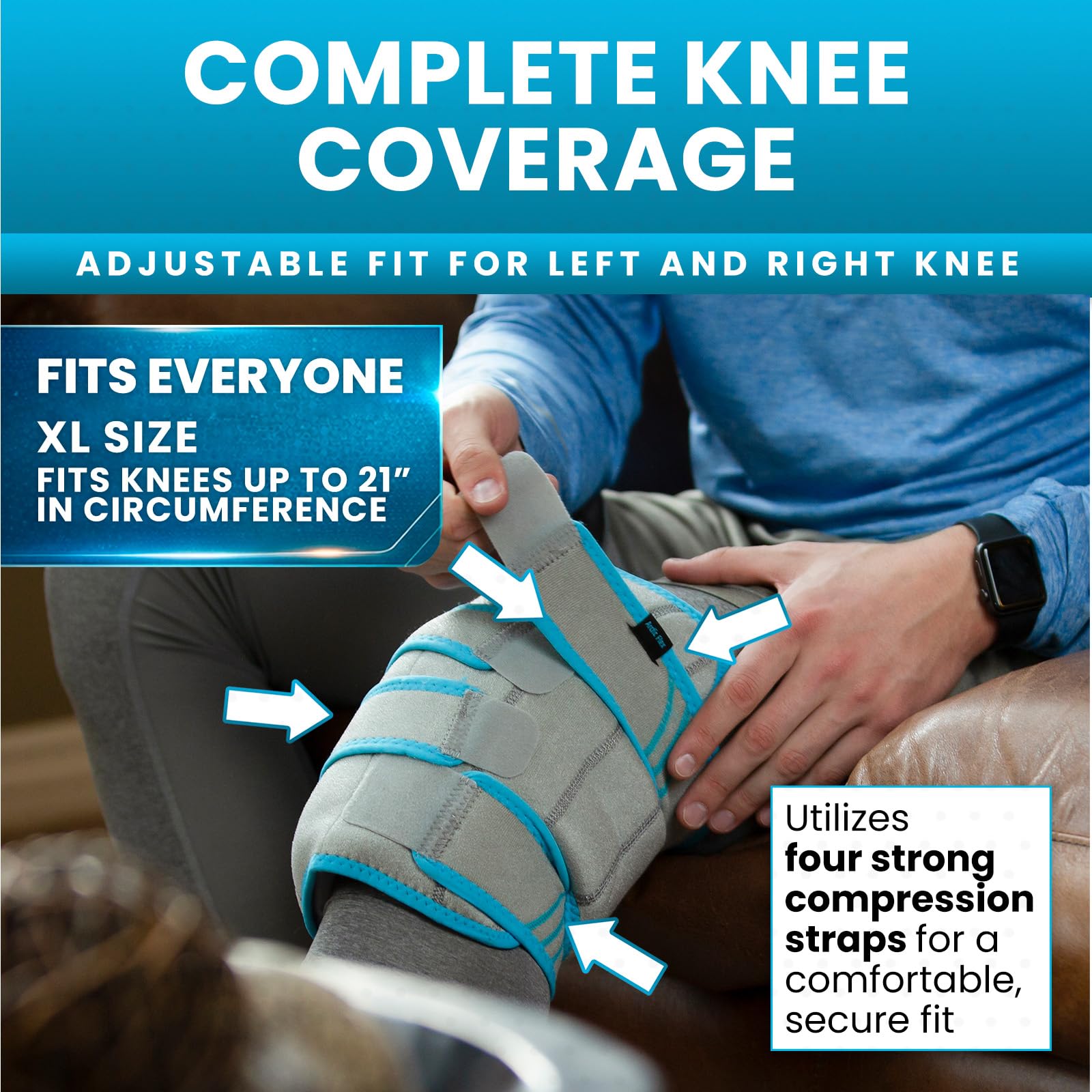 Vive Rodilla: diseño flexible para uso en rodilla izquierda o derecha.