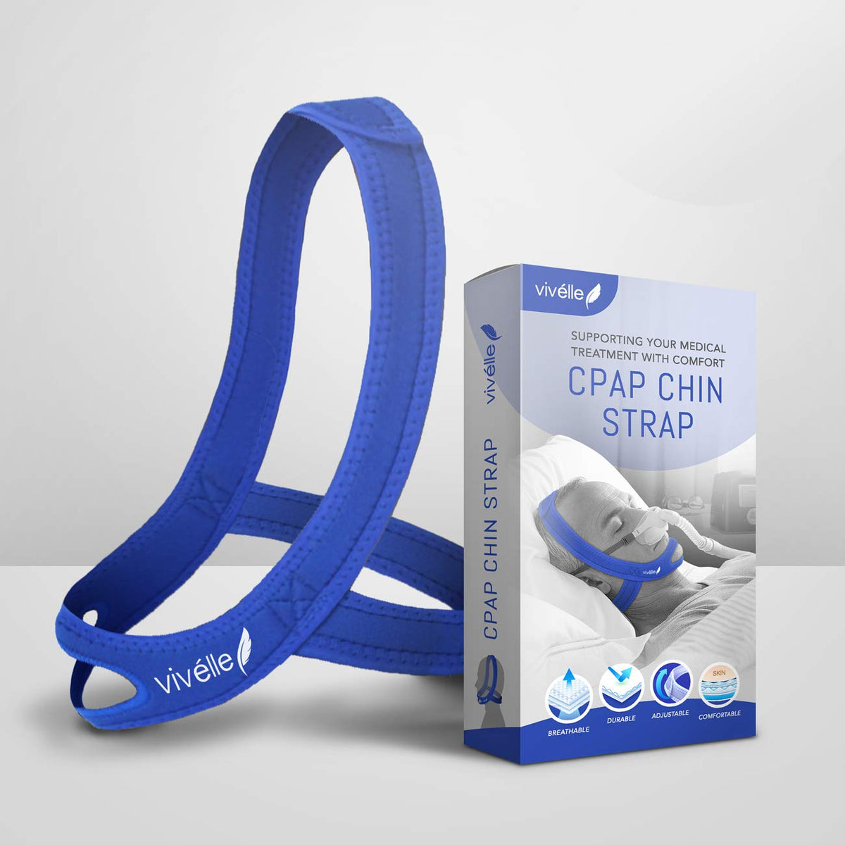 Vivelle correa de barbilla CPAP con diseño antideslizante para dormir sin interrupciones.