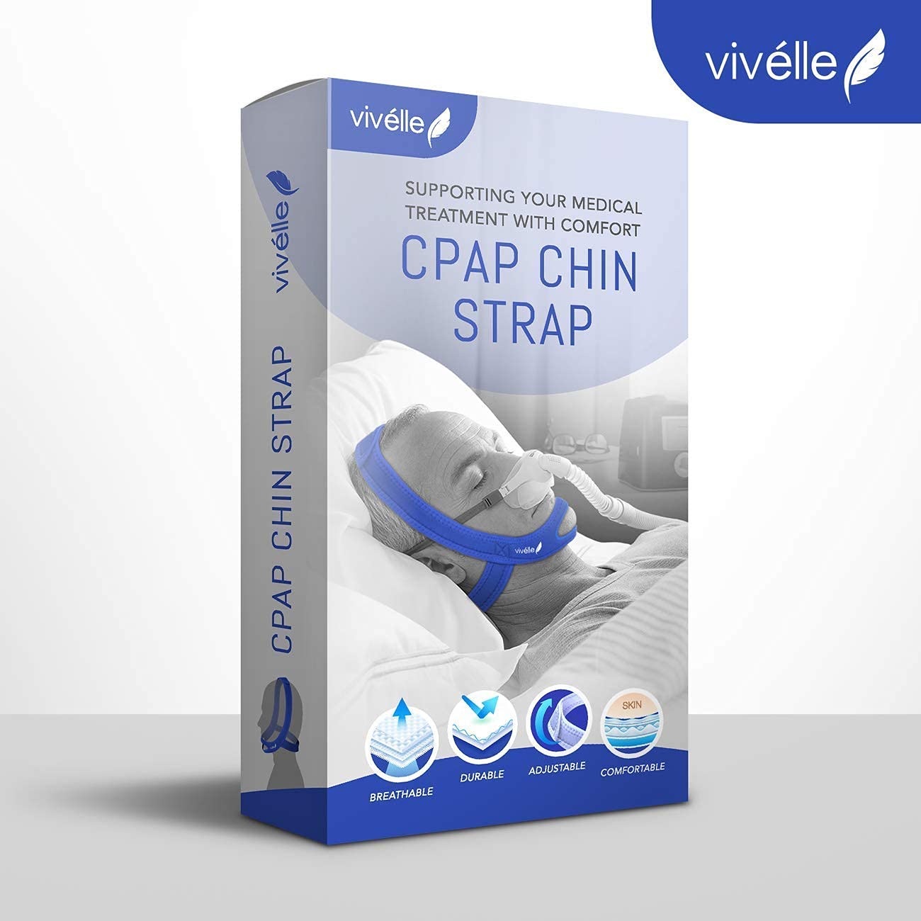 Vivelle correa de barbilla CPAP para reducir el ronquido y favorecer la respiración nasal.