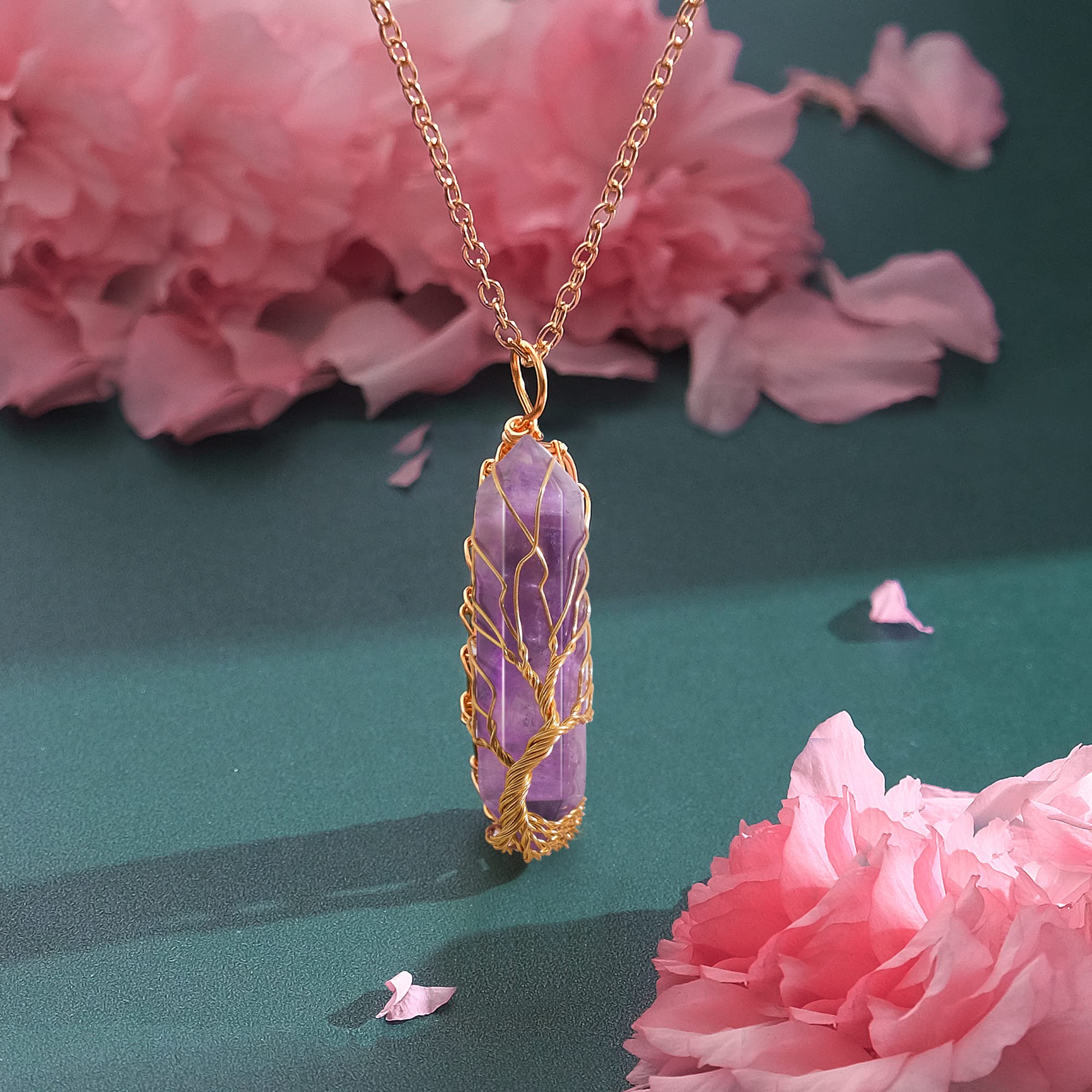 Cadena de 19.7 pulgadas en collar de amatista, tono violeta suave.
