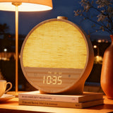 Vivilumens Despertador Amanecer con efecto madera para despertar suave y natural.