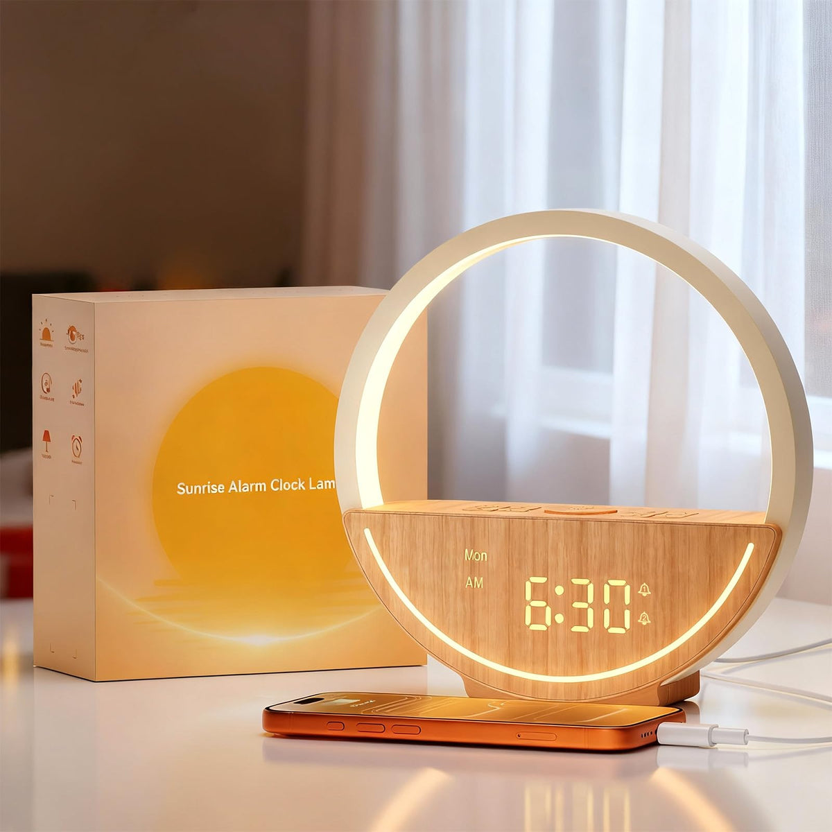 Vivilumens Despertador con foco en la luz de amanecer para despertar más natural