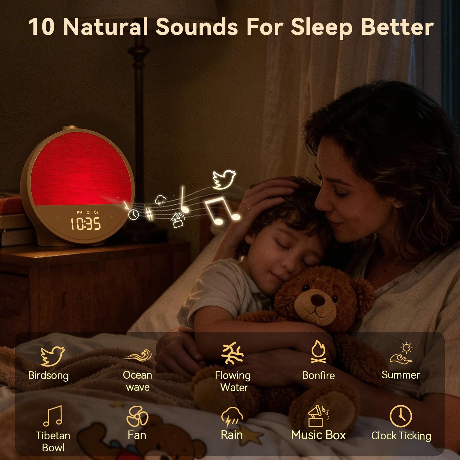 Vivilumens Temporizador 30/60/90 minutos, apaga audio y luz para dormir sin interrupciones.