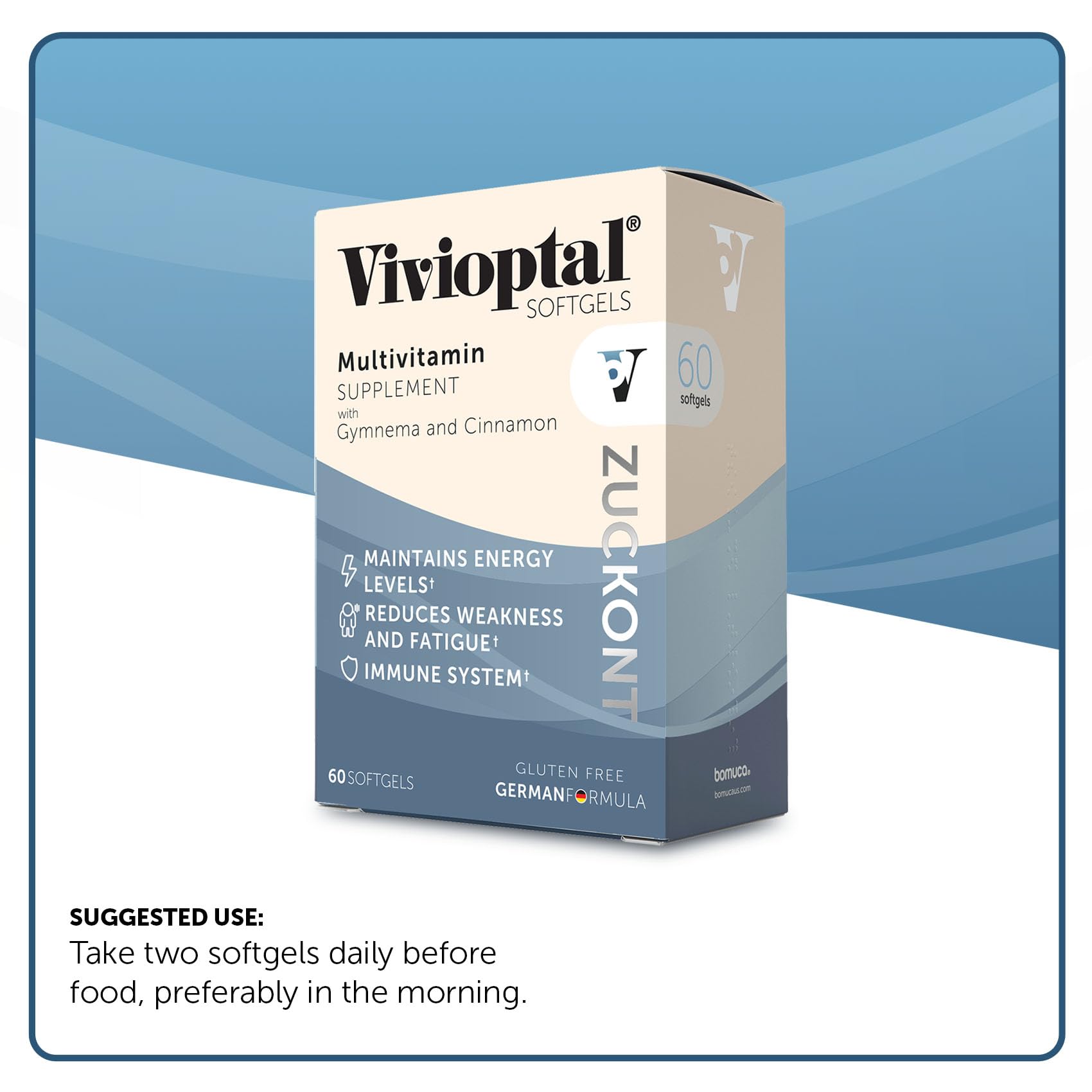 Envase de Vivioptal Vitamins con información nutricional y dosis.