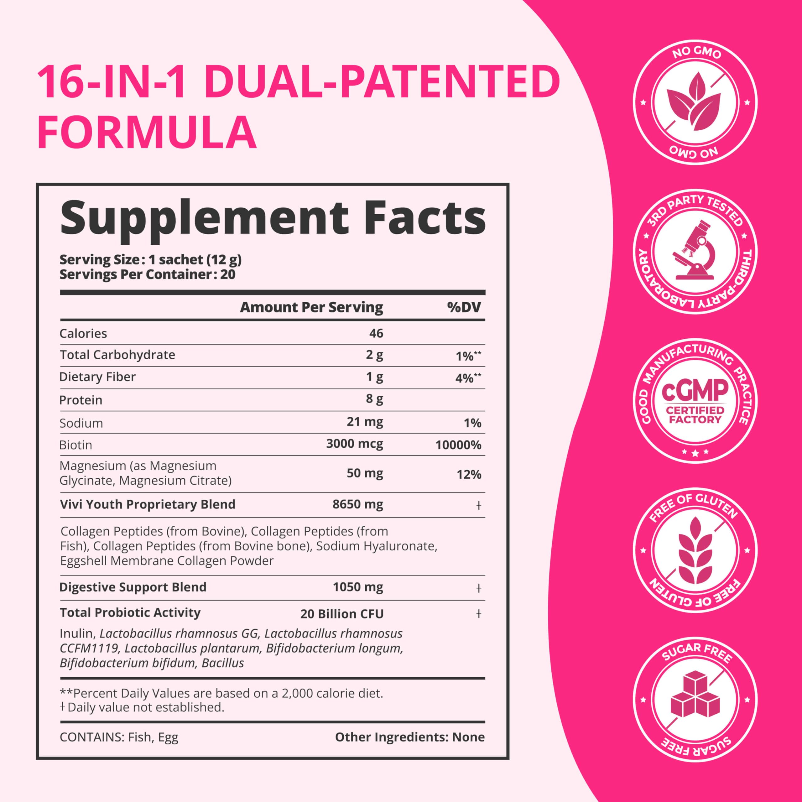 VIVI Youth Collagen polvo que se disuelve fácilmente en bebidas