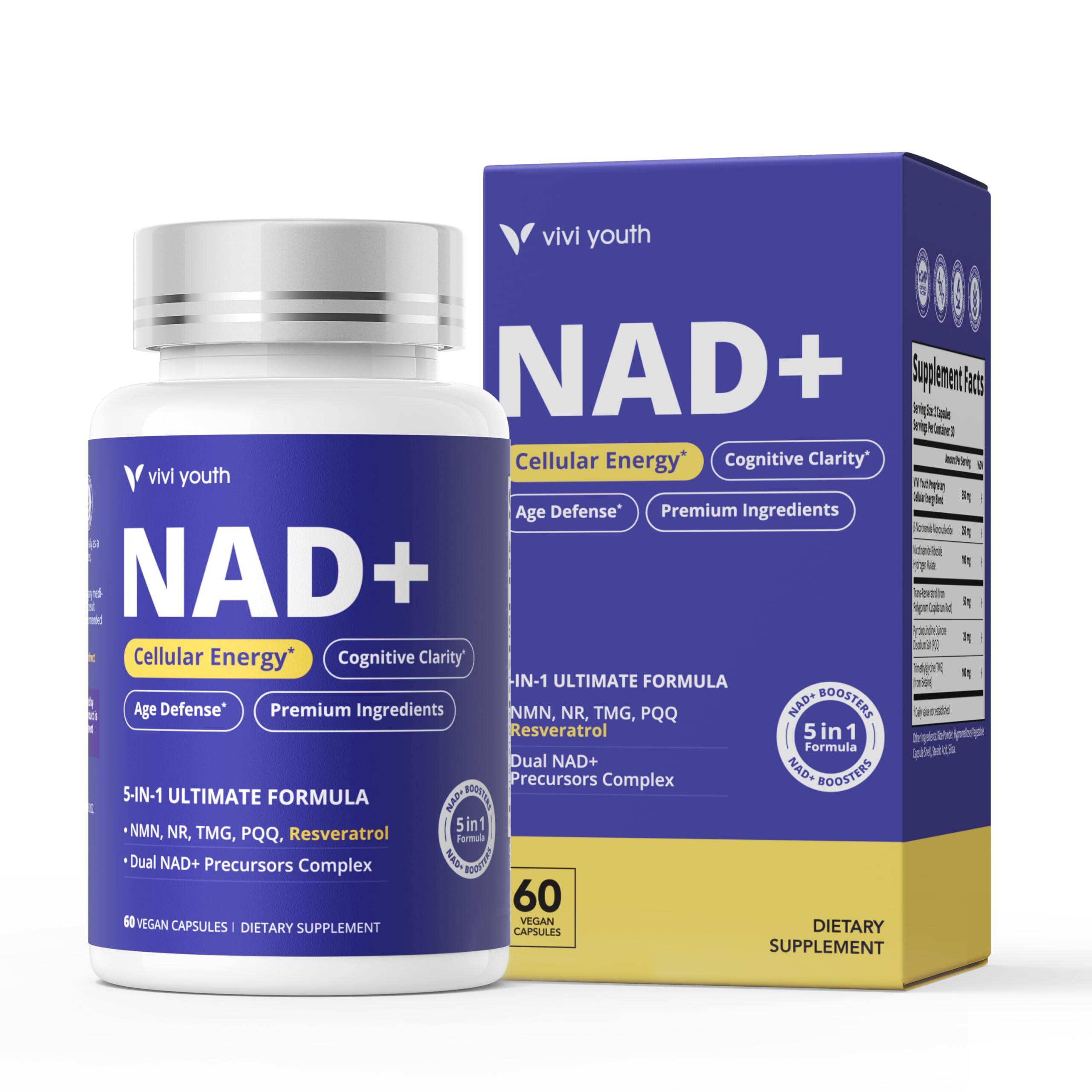 VIVI Youth NAD+ cápsulas para energía y recuperación diaria.
