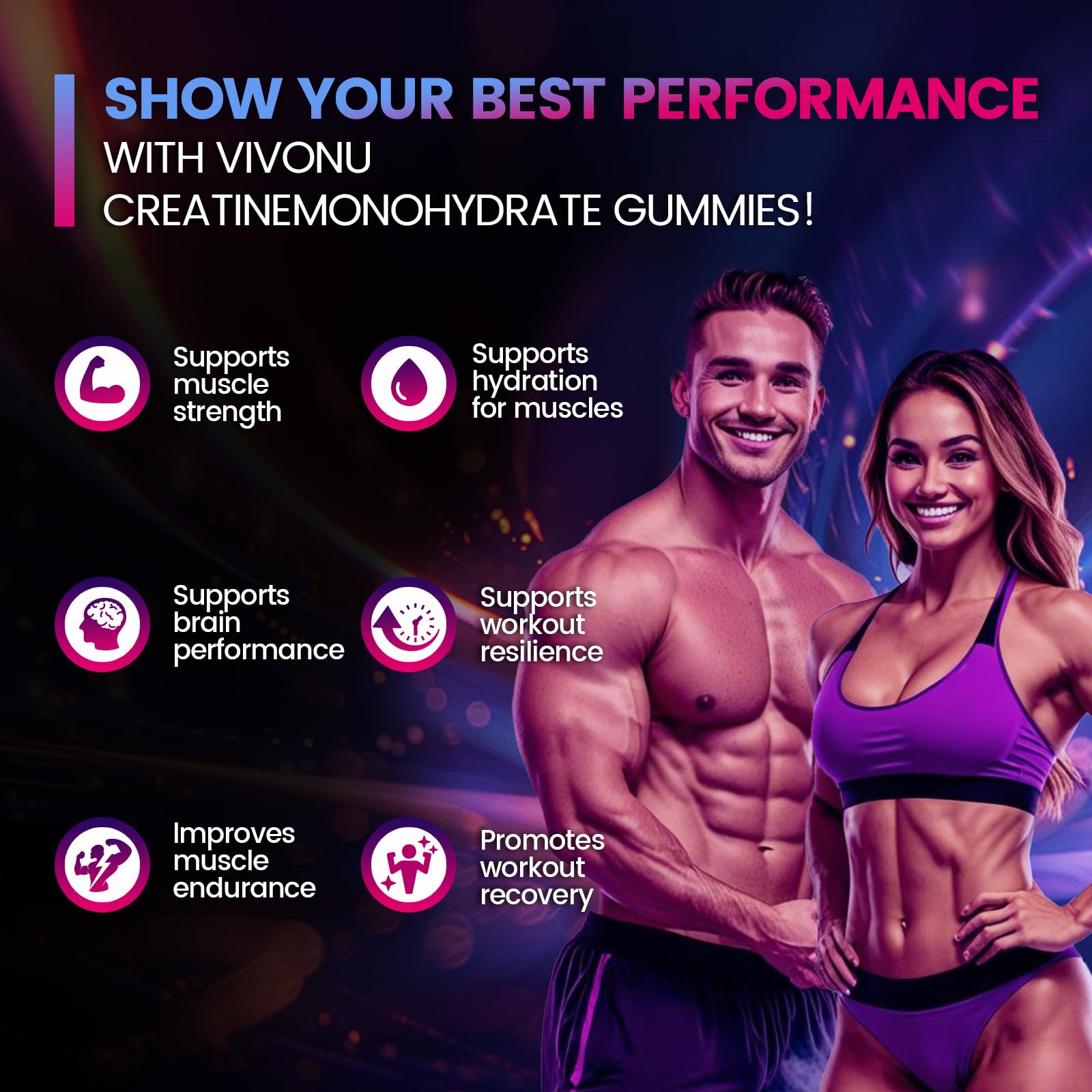VivoNu Creatine Gummies: gomitas de creatina para energía sostenida en el entrenamiento.