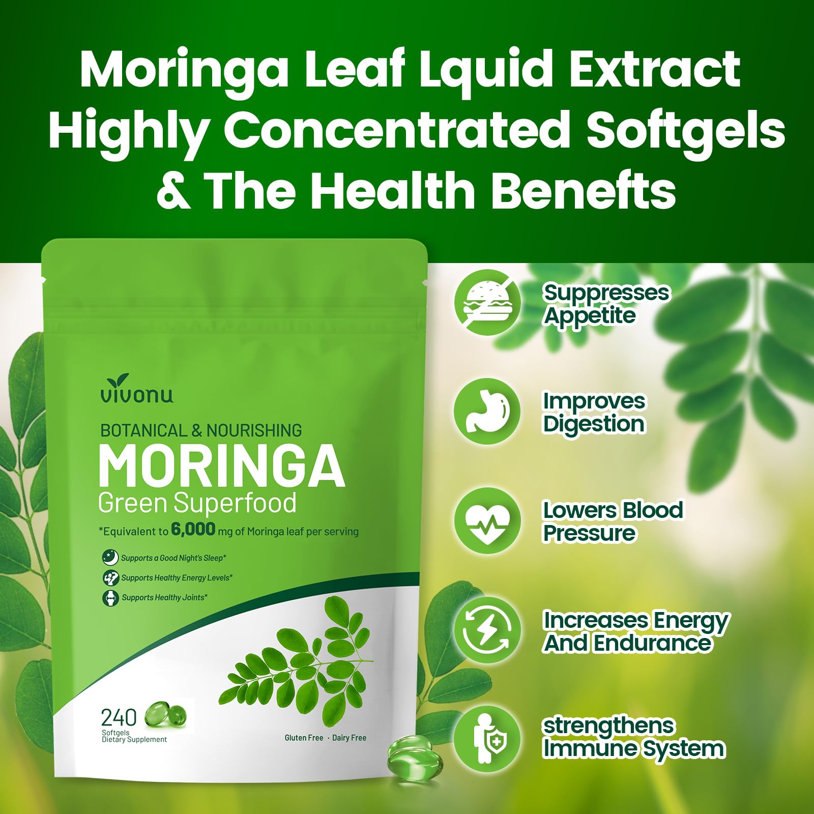 VivoNu Moringa: dosis diarias para energía y bienestar general.