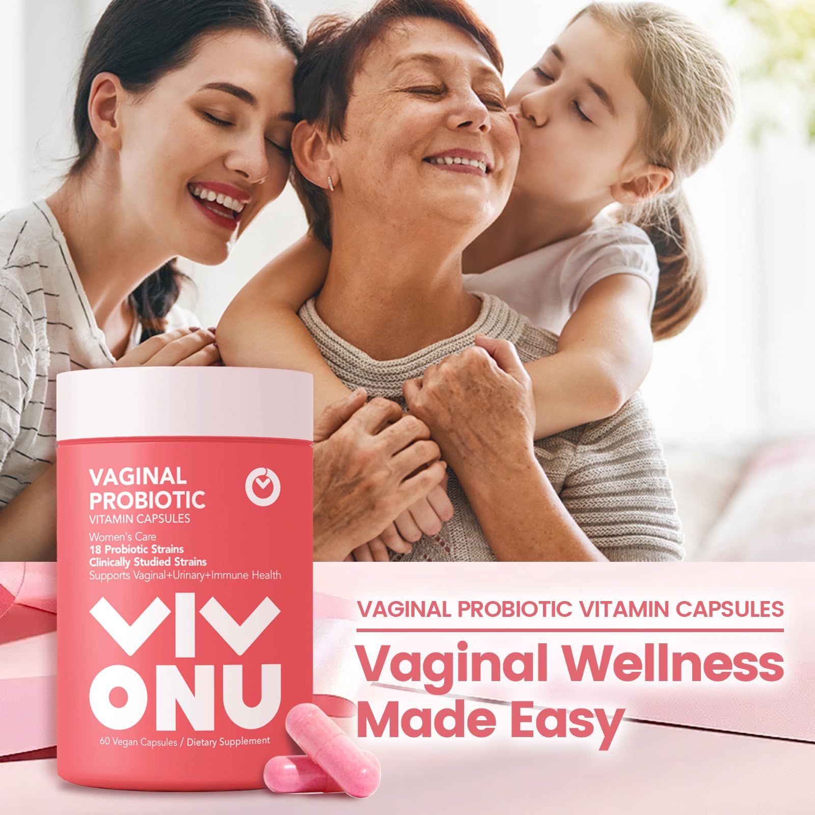 VivoNu Lactobacillus reuteri: apoyo a la flora vaginal y pH equilibrado.