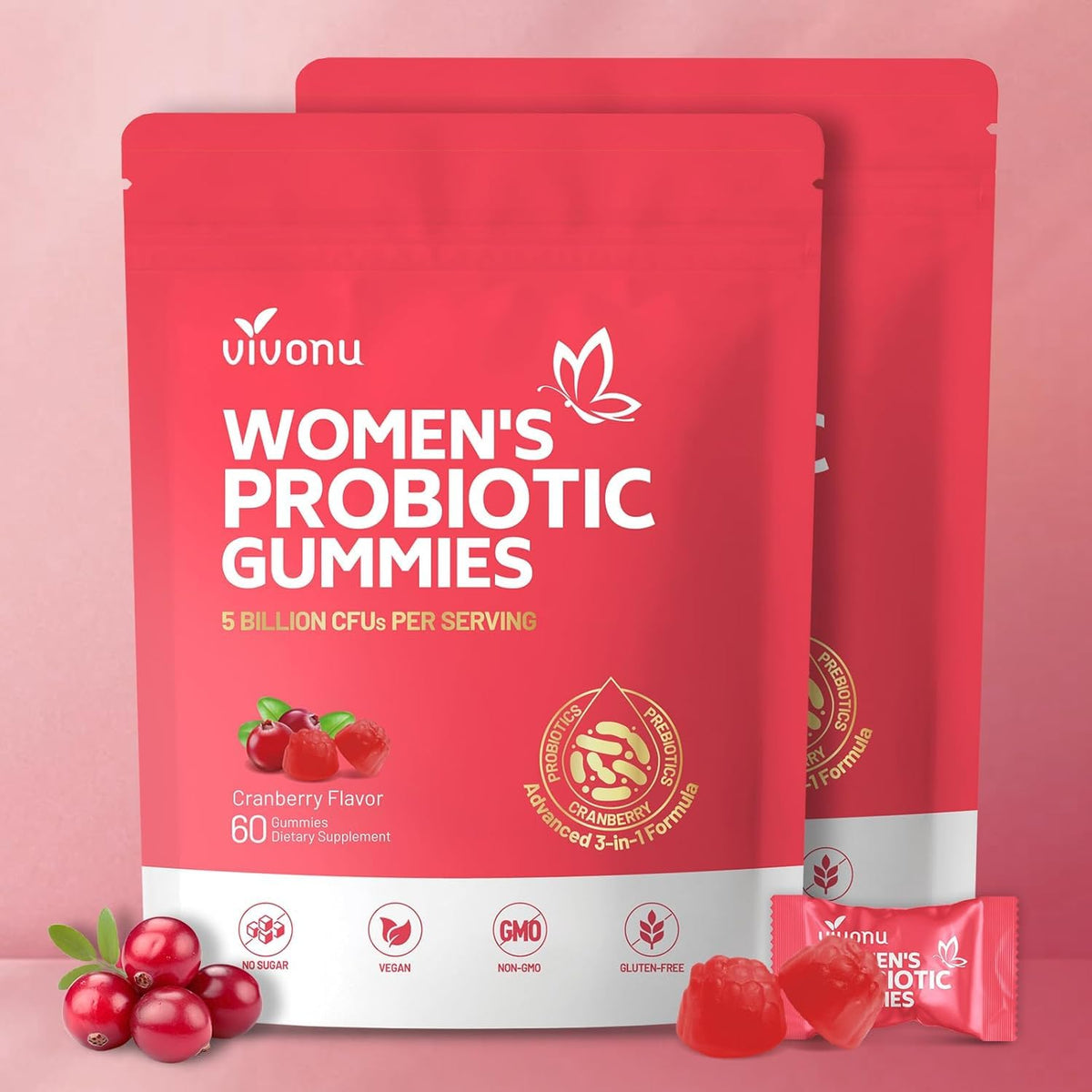 VivoNu Probiotics para mujeres: botella, favorece equilibrio digestivo