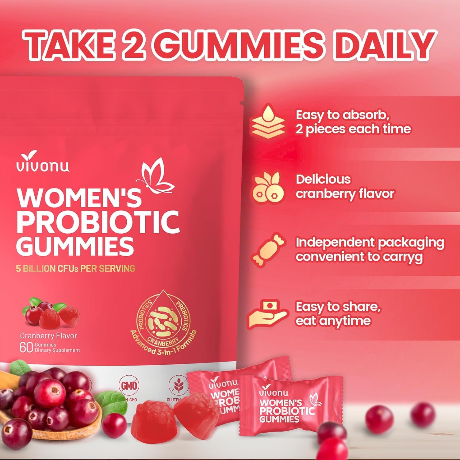 VivoNu Probiotics para mujeres: vitamina C para apoyar defensas diarias