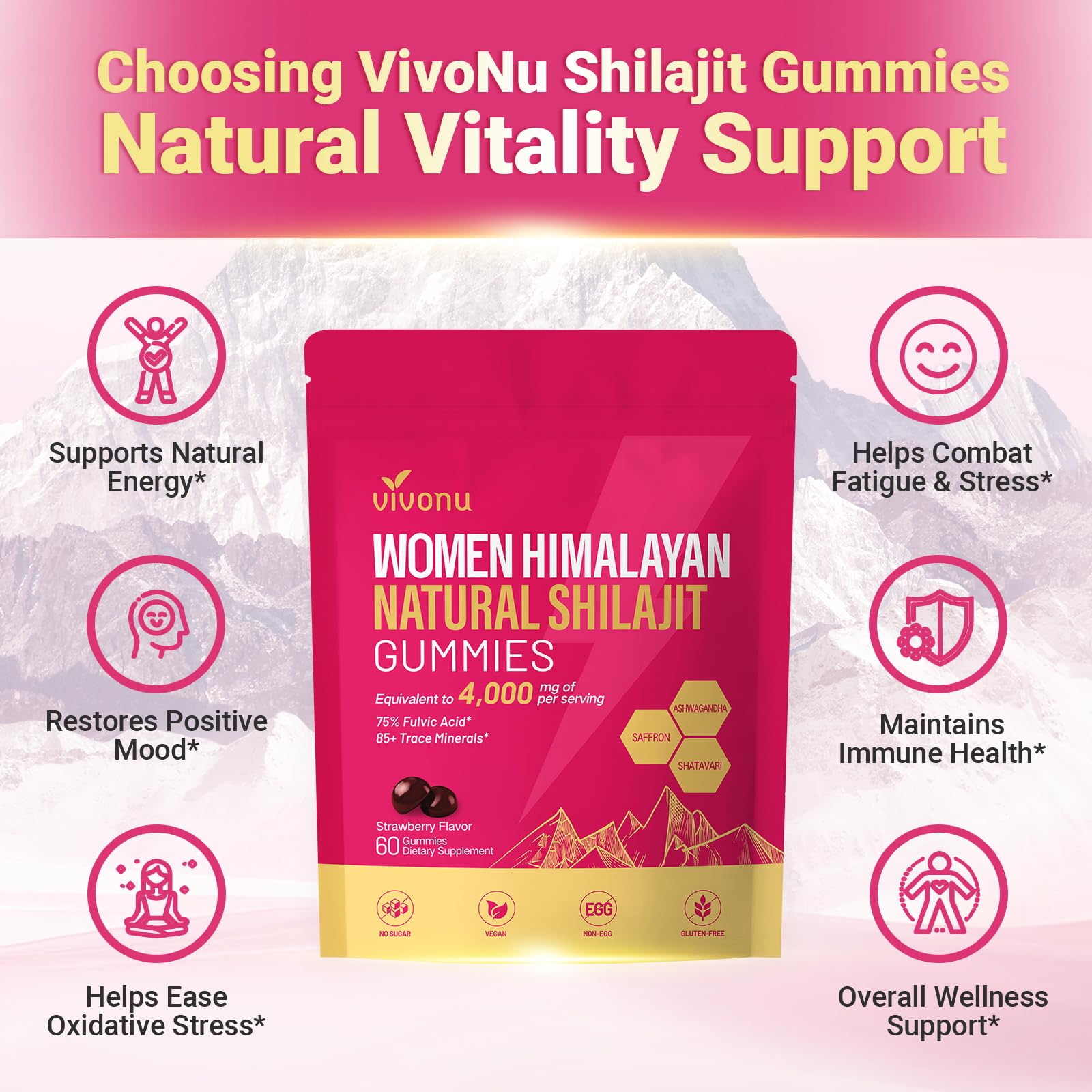 VivoNu Shilajit con Zinc y Magnesio: minerales para apoyo femenino