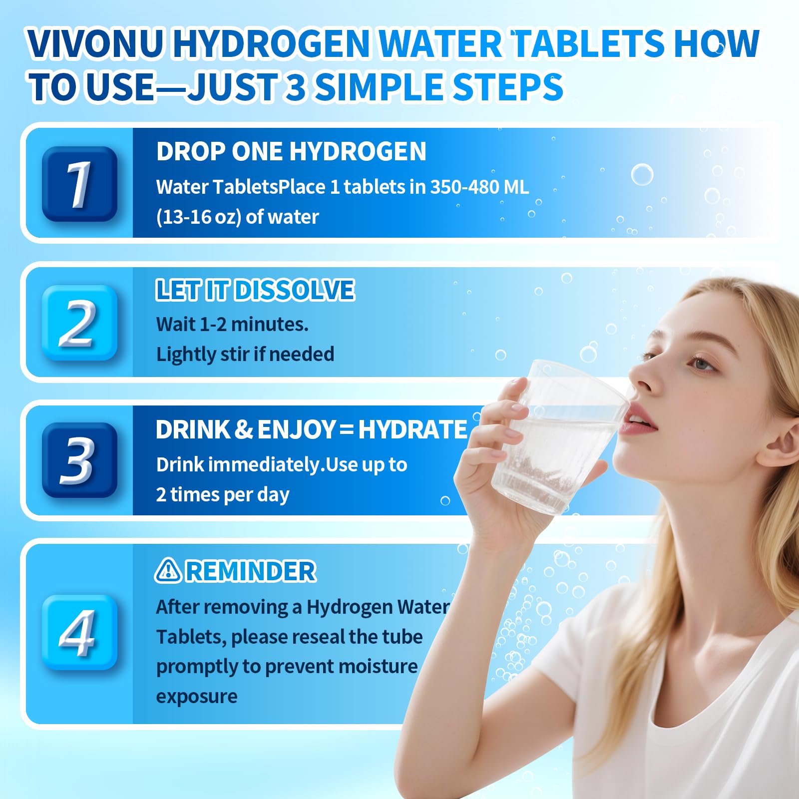 VivoNu tabletas efervescentes que se disuelven rápido en agua