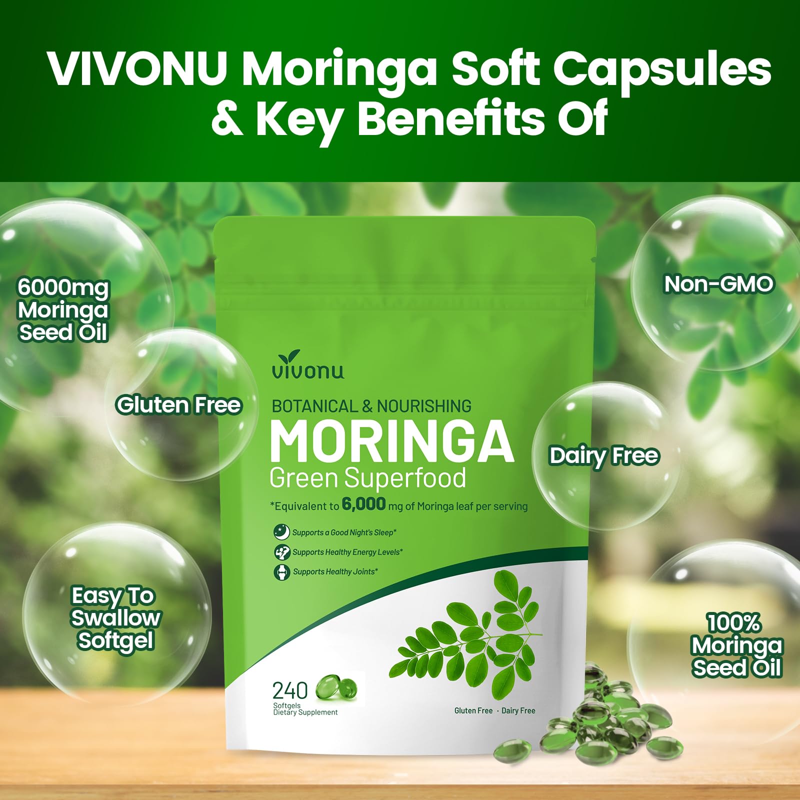 VivoNu Moringa: tecnología liposomal, alta absorción para mayor biodisponibilidad.