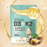 VivoNu Vitamina D3 K2: cápsulas doradas que apoyan la absorción de calcio.