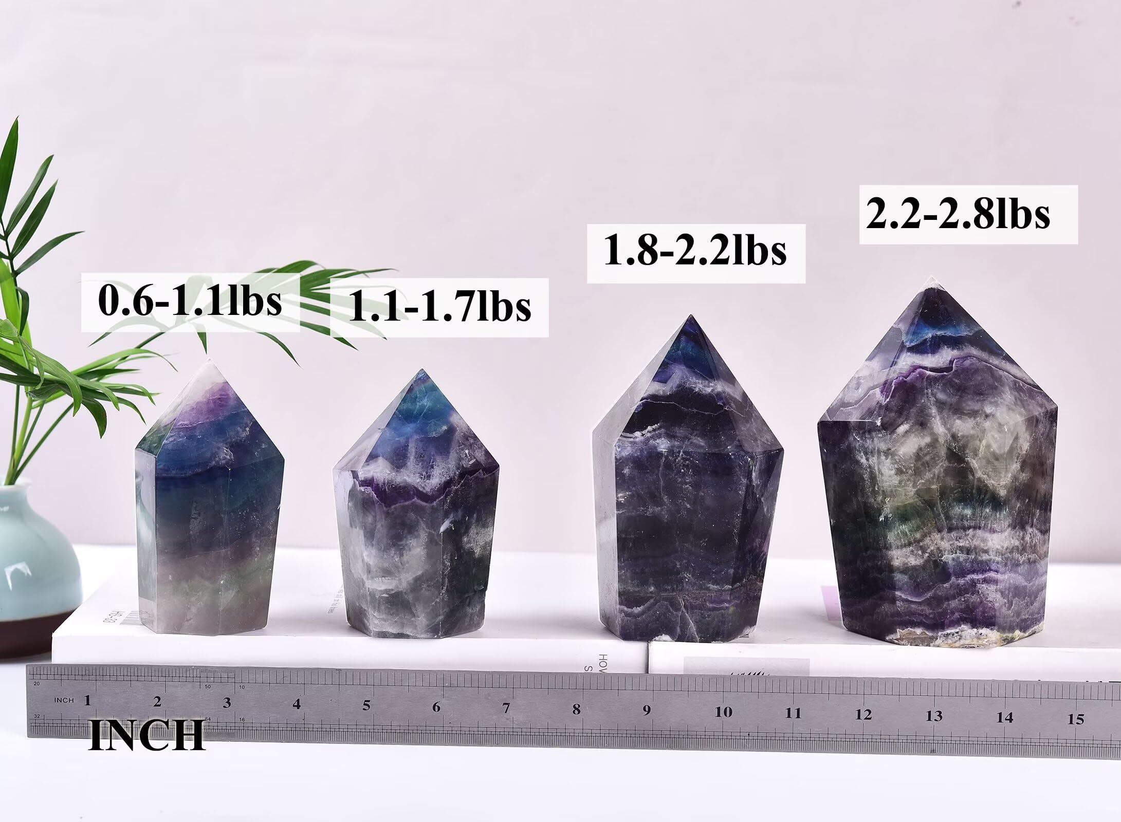 VIZYTOU fluorita arcoiris para meditación, crea ambiente tranquilo y enfoque mental.