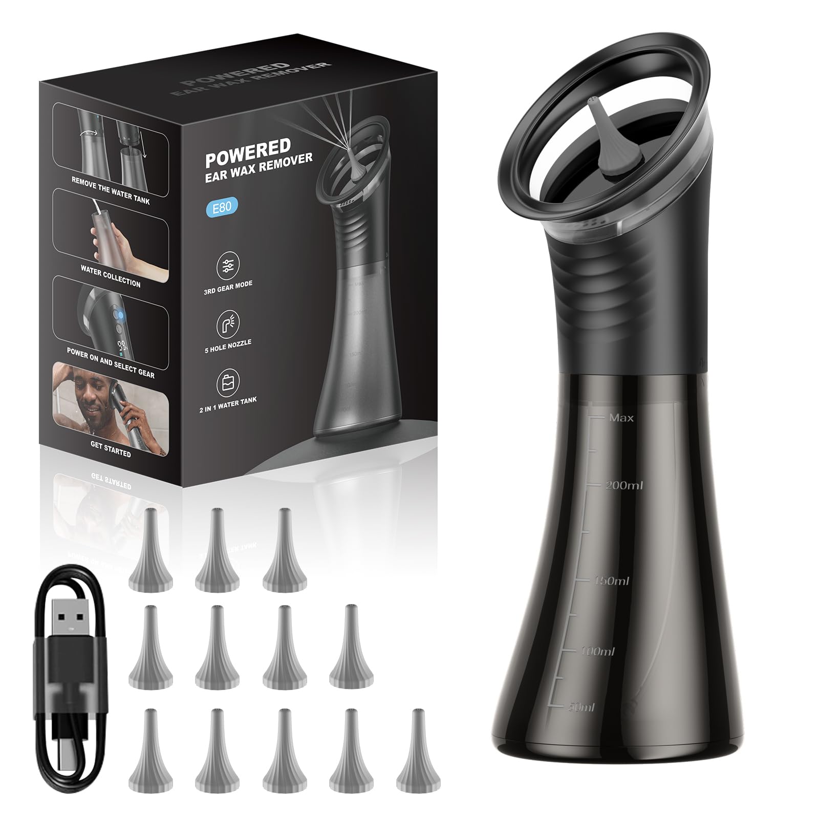 VLINGQI limpiador de cera de oreja con pantalla LED para uso cómodo.