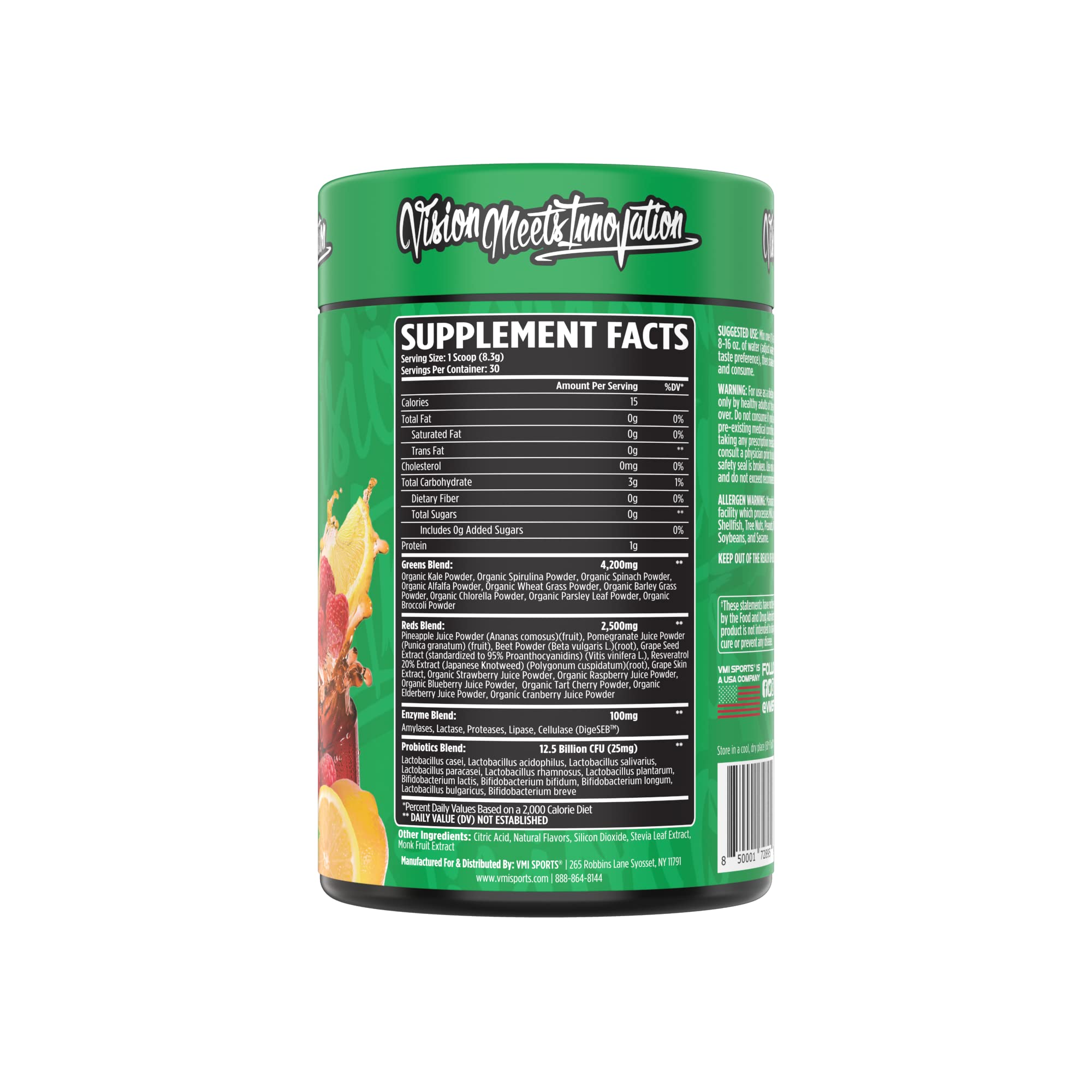 VMI Sports Greens + Reds, enzimas y probióticos DigeSEB, apoyo digestivo diario.