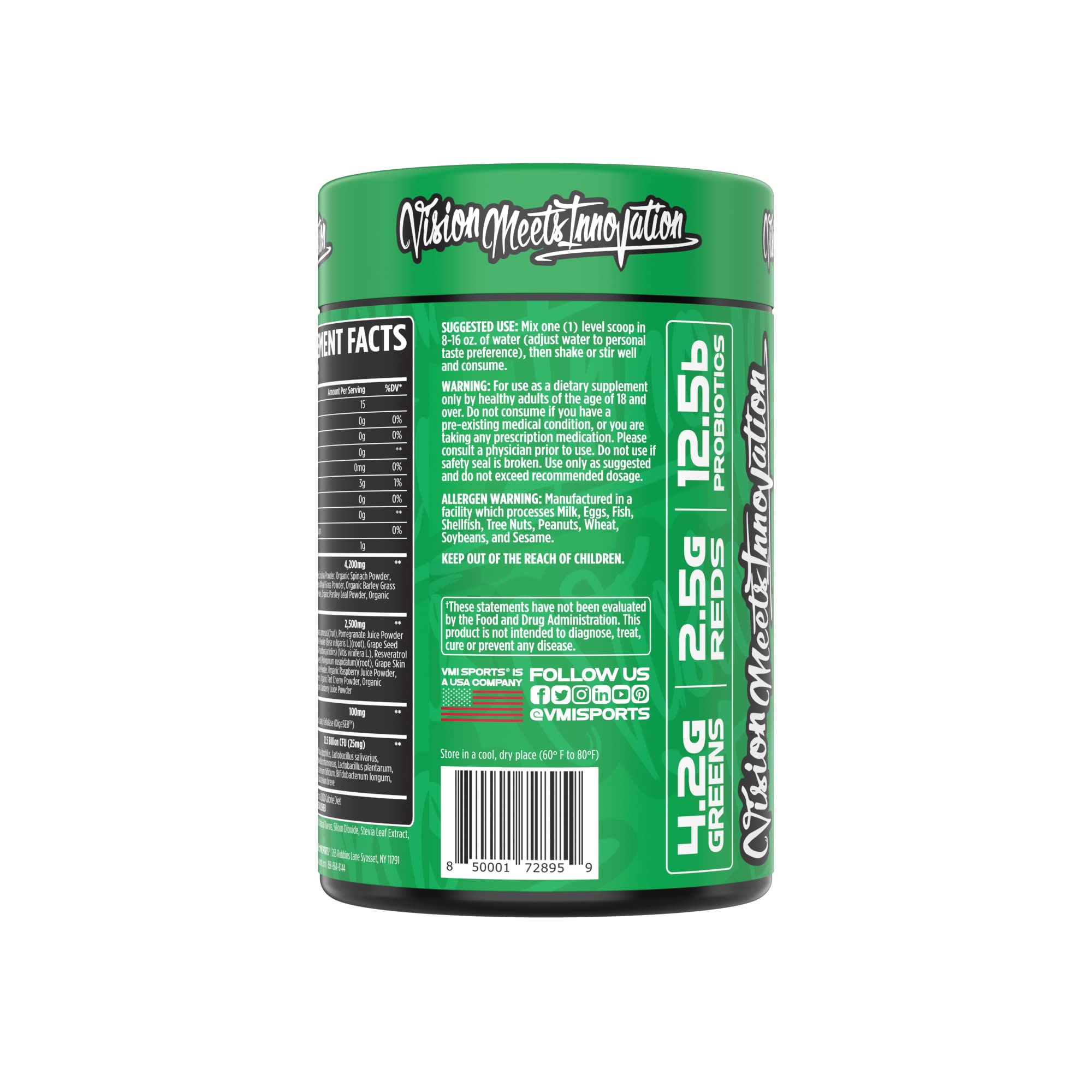 VMI Sports Greens + Reds, fabricado en USA, con estándares de calidad.