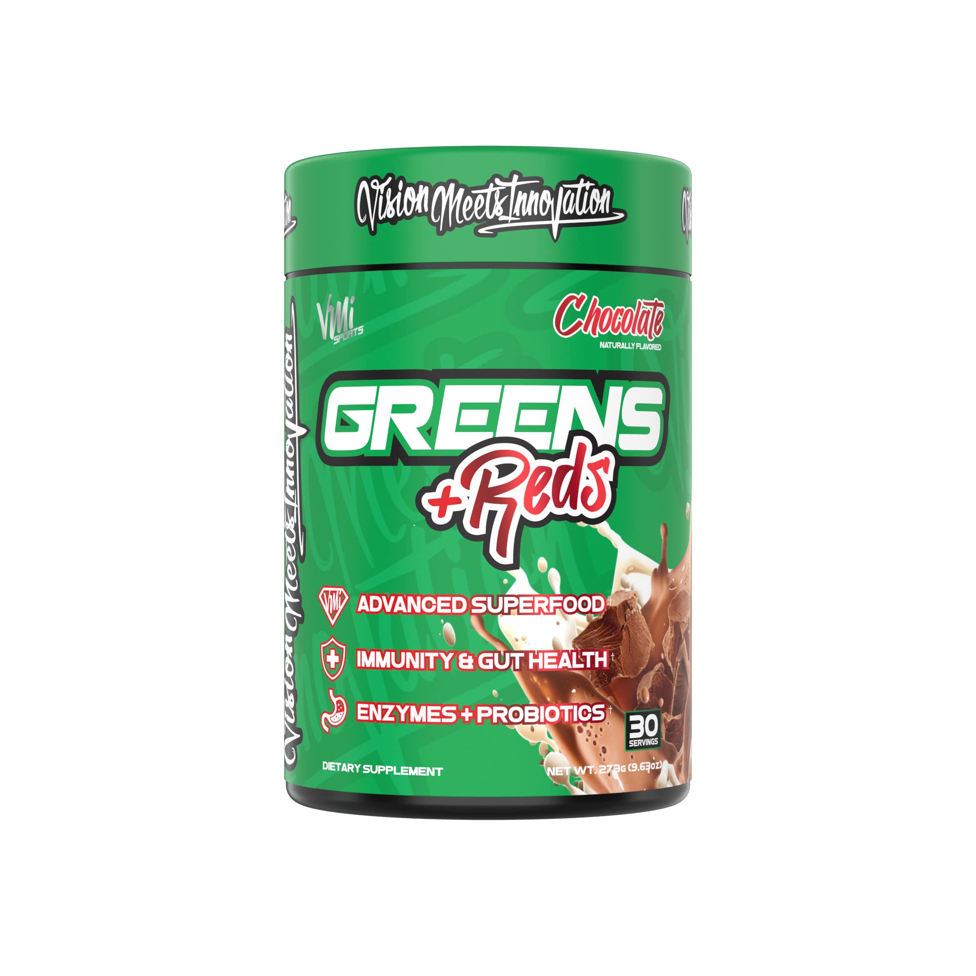 Greens + Reds sabor chocolate para bebidas deliciosas