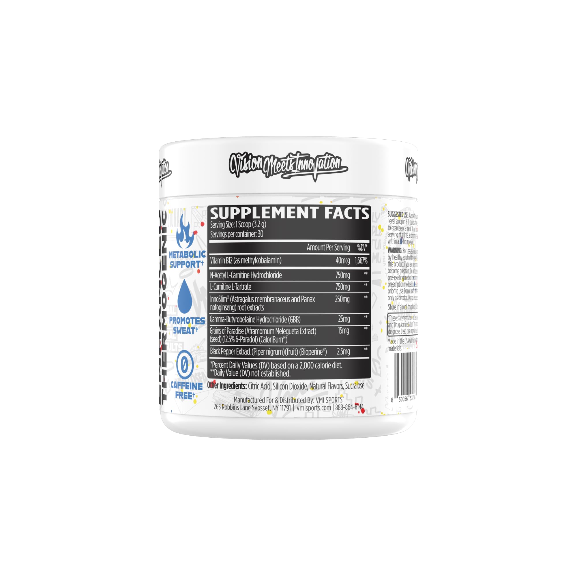 VMI Sports Heat L-Carnitine, cucharada-medida, mezcla rápida y sabor agradable.
