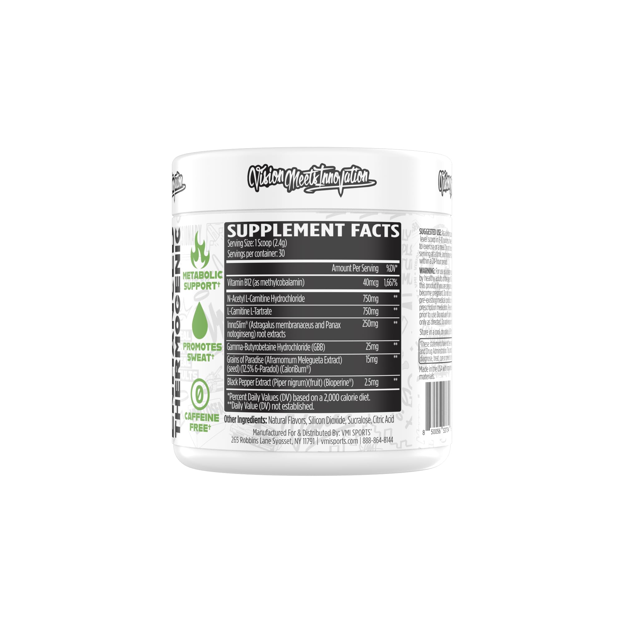 VMI Heat L-Carnitine, mezcla rápida en agua para entrenamientos eficientes.