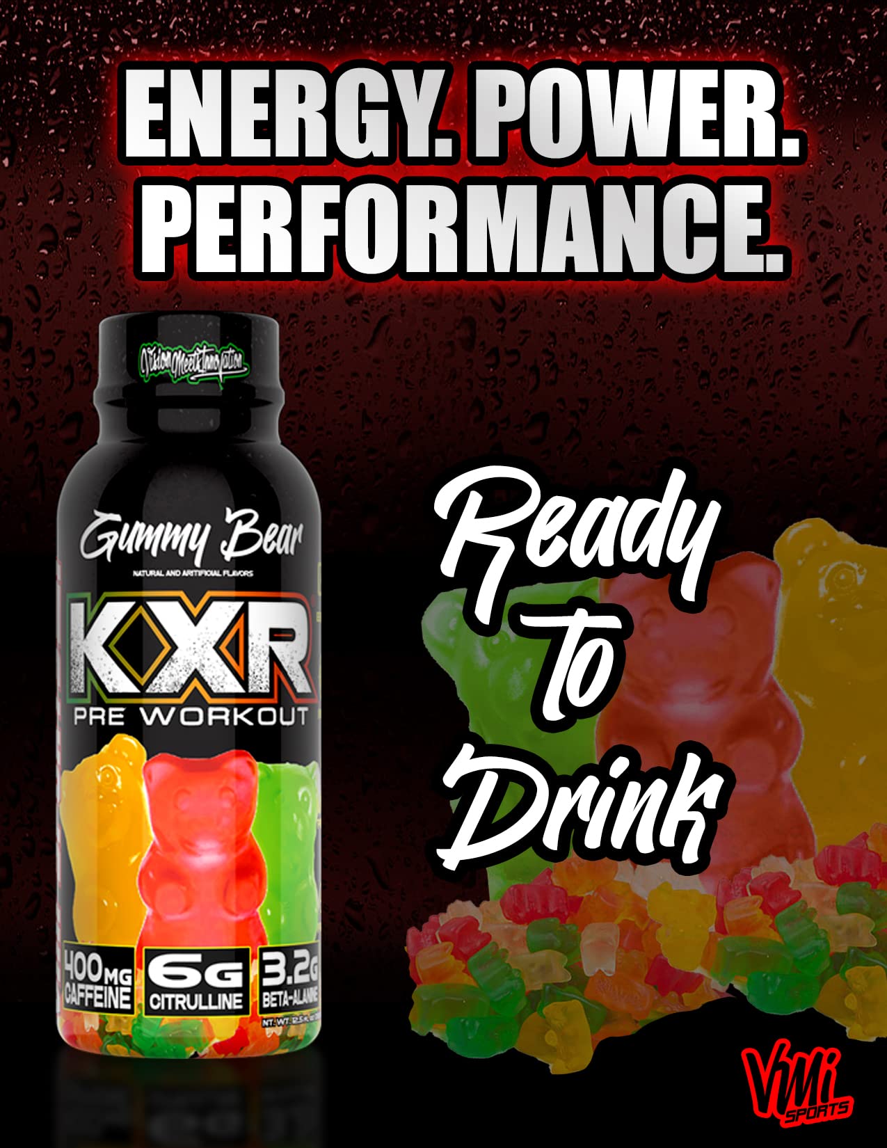 VMI Sports KXR botella lista para beber, conveniencia para entrenamientos en movimiento.